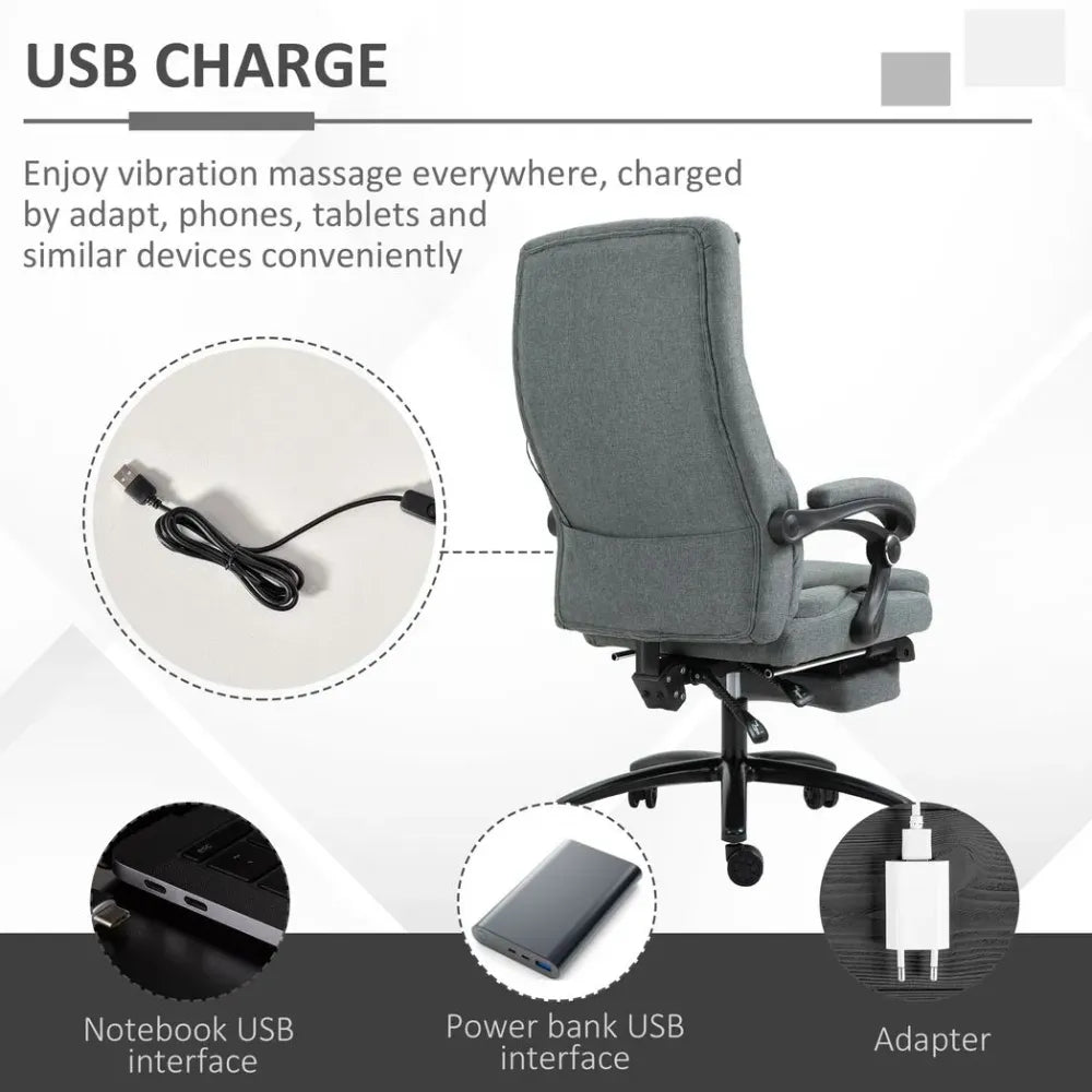 Massage Office Chair with 2-Point Vibration Pillow USB Power 360� Swivel Wheels - anydaydirect