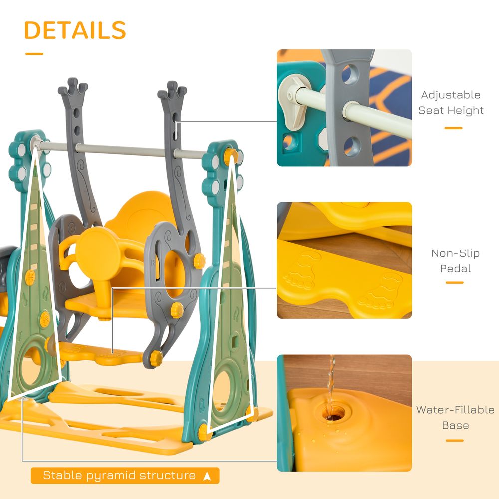 3-IN-1 Kids Swing and Slide Set with Basketball Hoop Slide Swing - anydaydirect