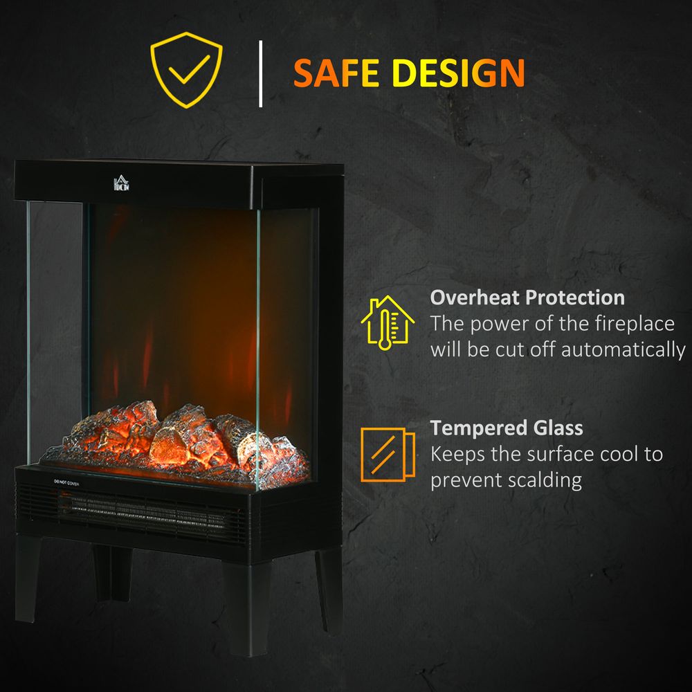 Fireplace Heater, Quiet LED Flame Effect Overheating Protection 1000/2000W - anydaydirect