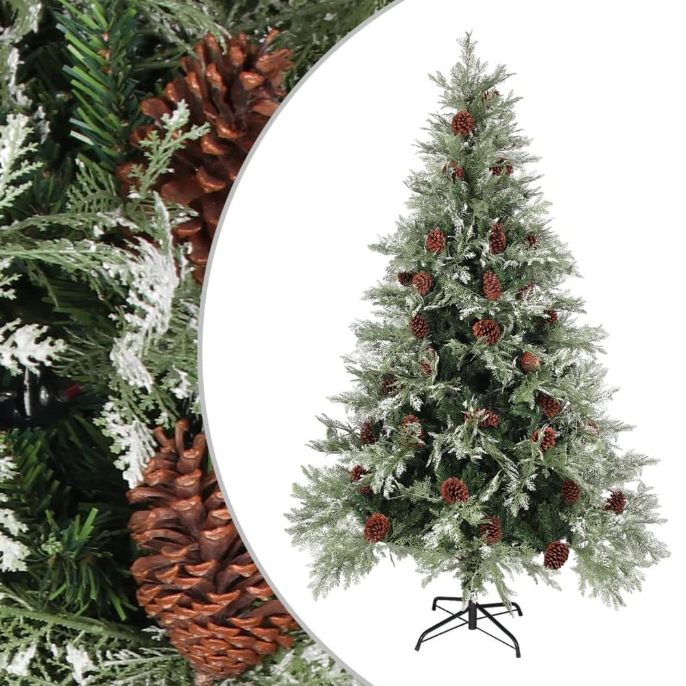 Christmas Tree with Pine Cones Green and White 120 cm to 225 cm PVC&PE - anydaydirect