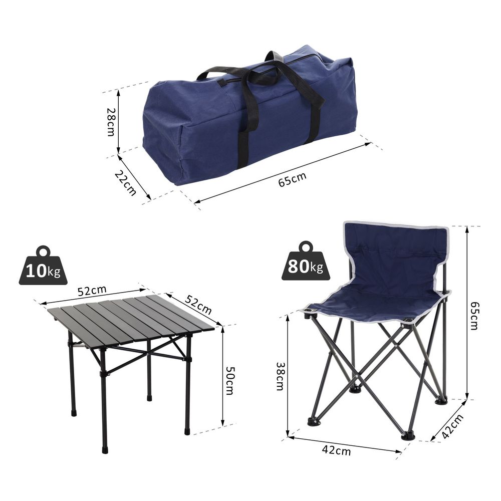 5 Piece Outdoor Foldable Camping Table Chairs Set Hiking Travel Bag Outsunny - anydaydirect