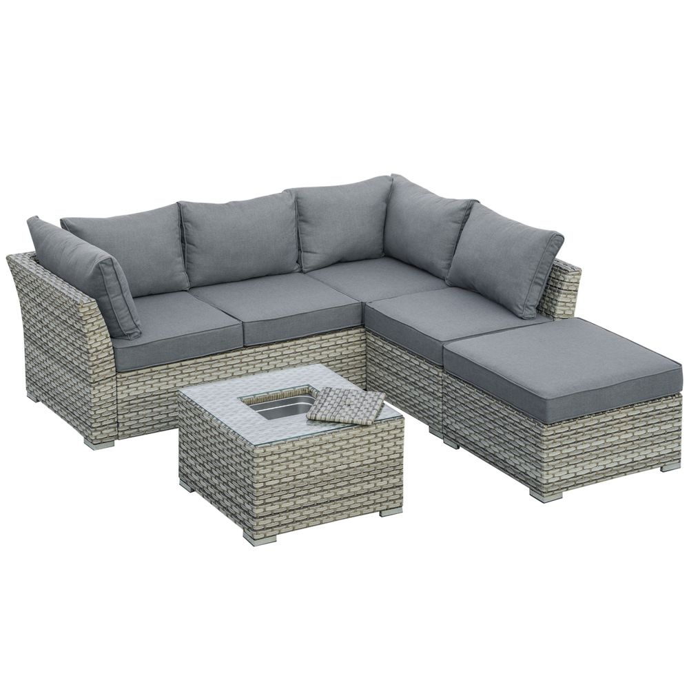 Rattan sofa set with ice 2024 bucket