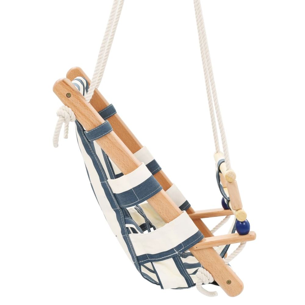 Baby Swing with Safety Belt Cotton Wood Blue - anydaydirect