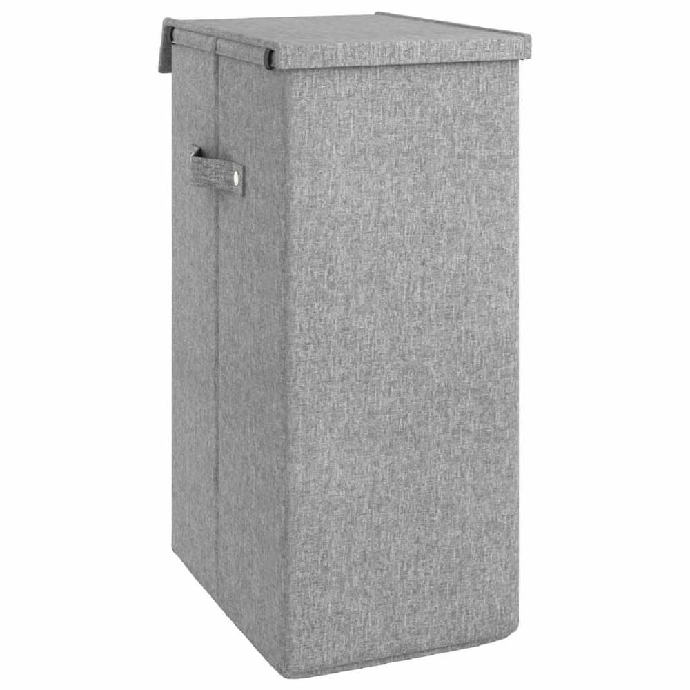 Foldable Laundry Hamper Grey 26x34.5x59.5 cm Faux Linen Fabric - anydaydirect