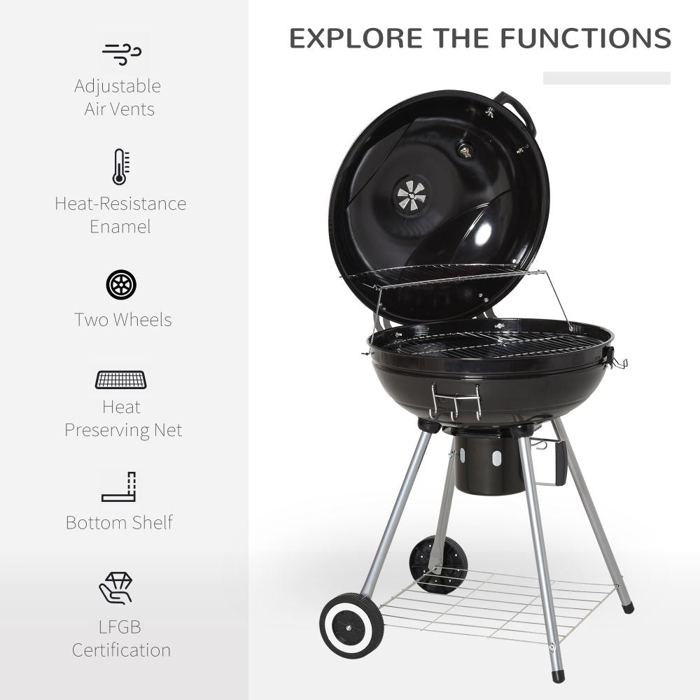 Portable Kettle Charcoal BBQ Grill Outdoor Barbecue Picnic Camping - anydaydirect