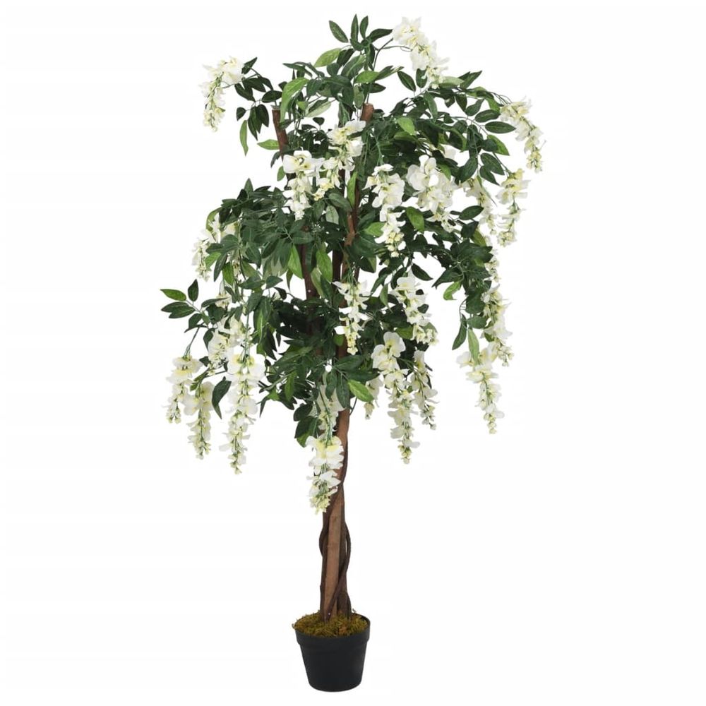 vidaXL Artificial Wisteria Tree 1260 Leaves 180 cm Green and White - anydaydirect