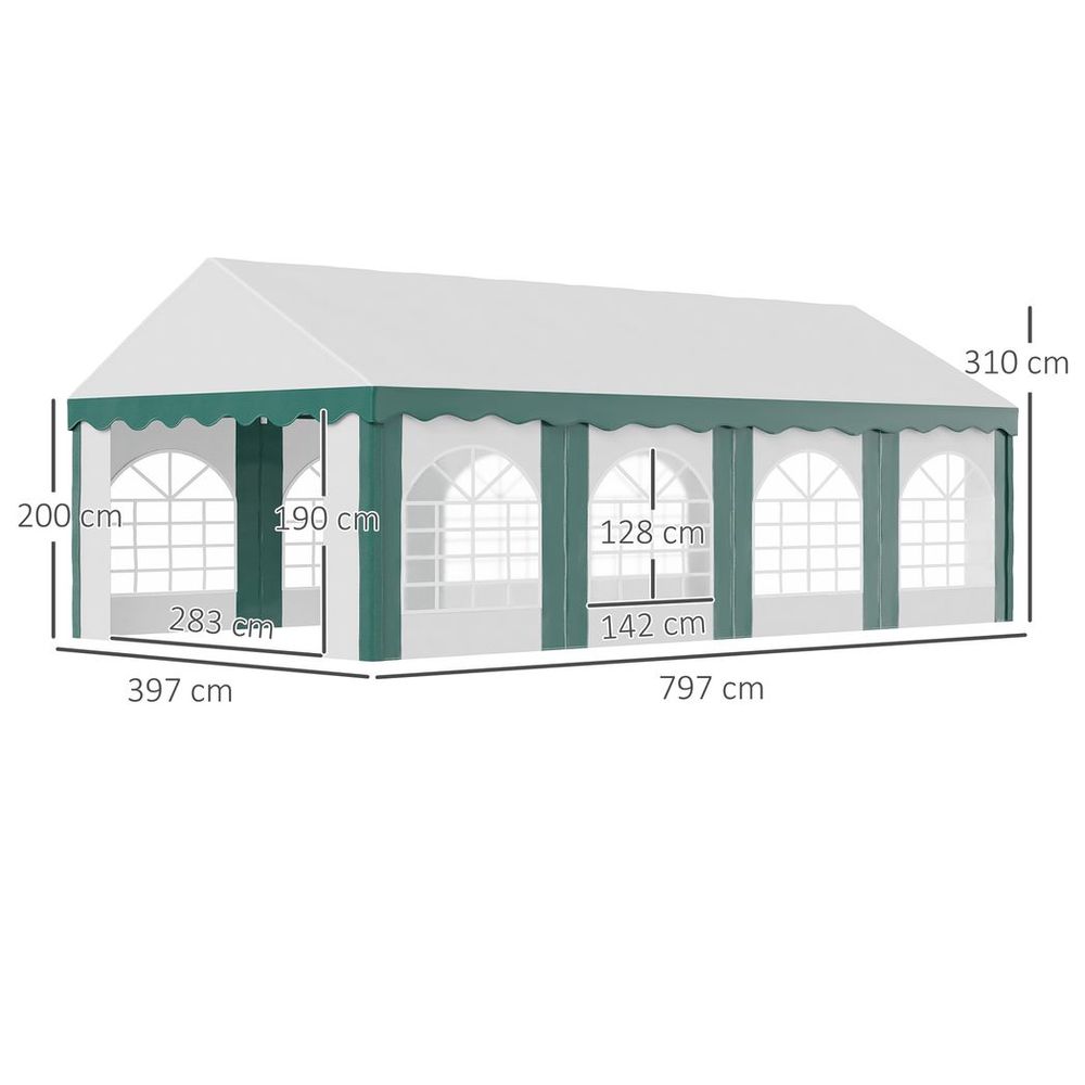 8 x 4m Marquee Gazebo, Party Tent with Double Doors for Wedding and Events - anydaydirect