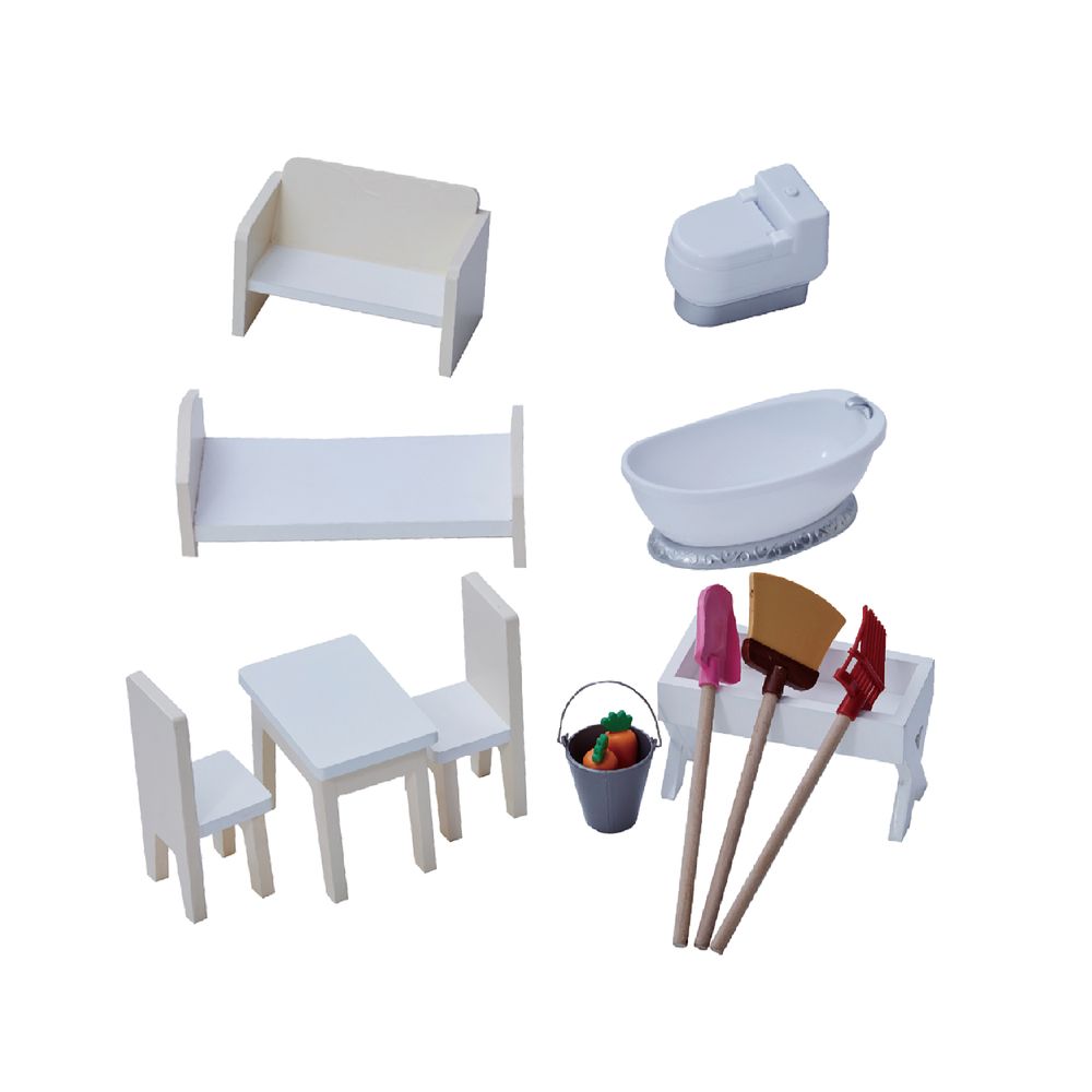 Olivia's Little World Large Kids Wooden Dolls House with Stable & 14 Accessories - anydaydirect