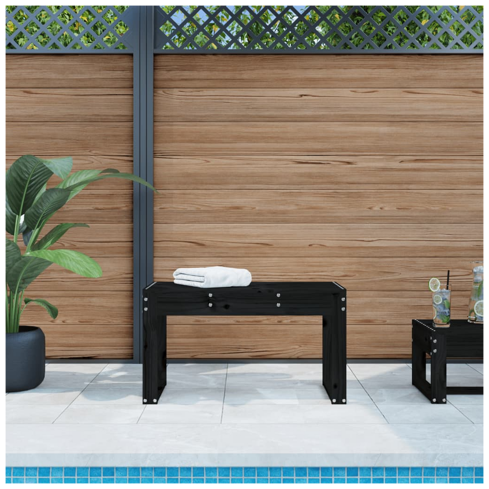 vidaXL Garden Table Black 80x38x45 cm Solid Wood Pine - anydaydirect