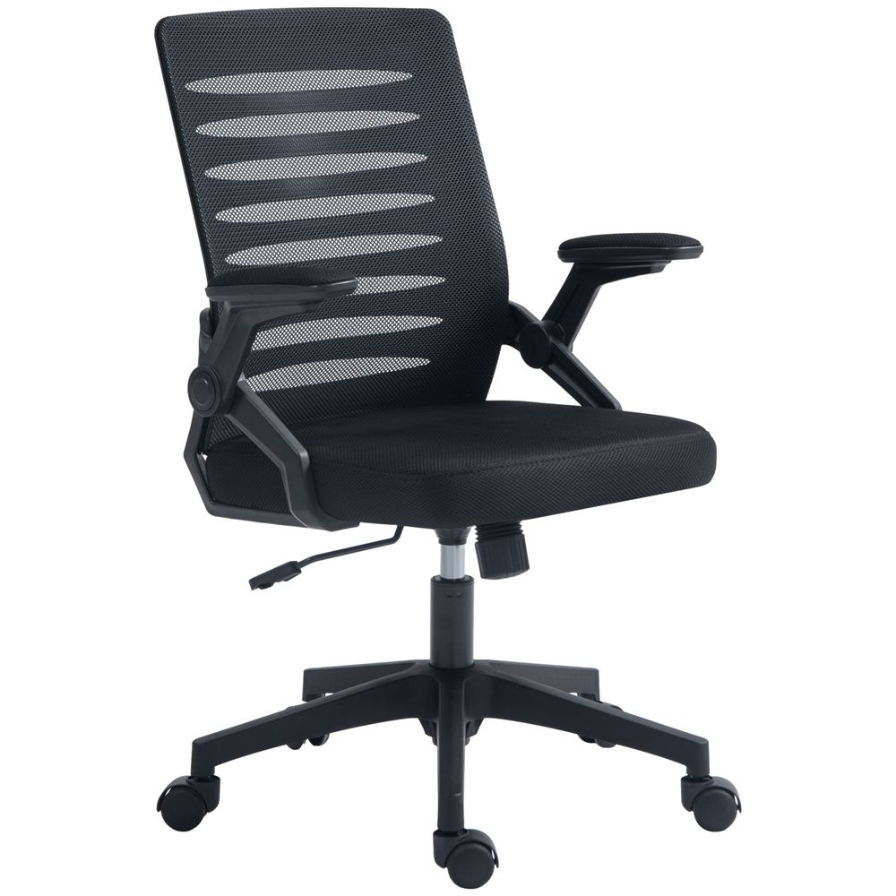 Vinsetto Mesh Office Chair Home Swivel Task Chair w/ Lumbar Support, Arm, Black - anydaydirect