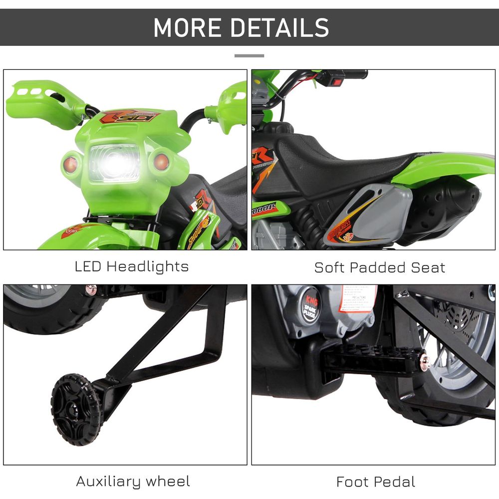6V Kids Electric Motorbike Motorcycle Ride On for 3-6 Years Green - anydaydirect