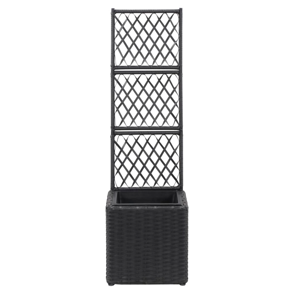 Trellis Raised Bed with 1 Pot 30x30x107 cm Poly Rattan Black - anydaydirect