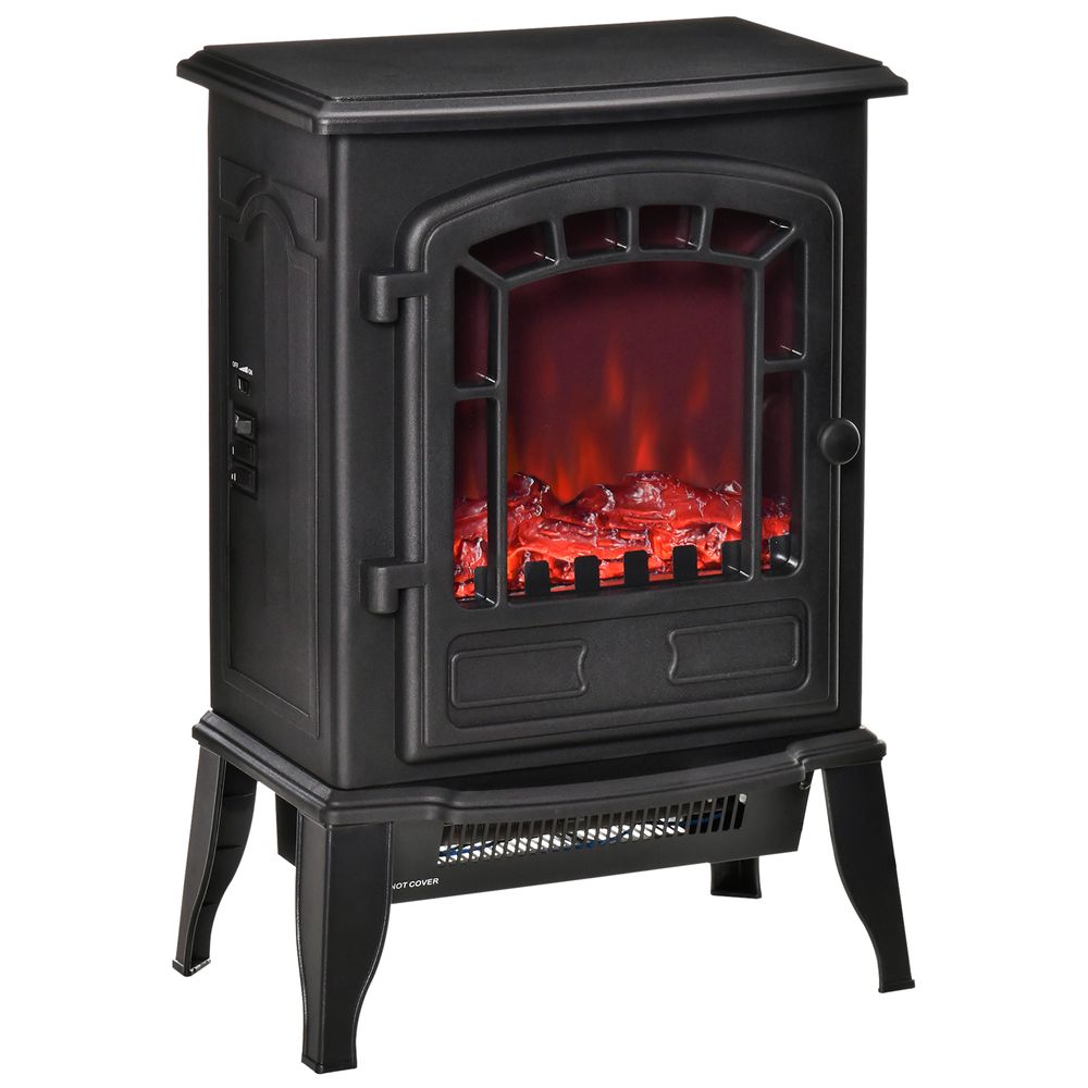 Free standing Electric Fireplace Stove Flame Effect Overheat Safety Protectio - anydaydirect