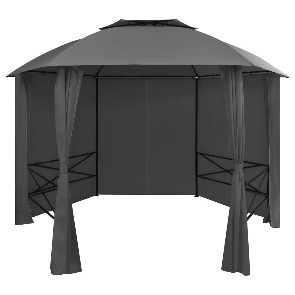 Garden Marquee Pavilion Tent with Curtains Hexagonal 360x265 cm - anydaydirect