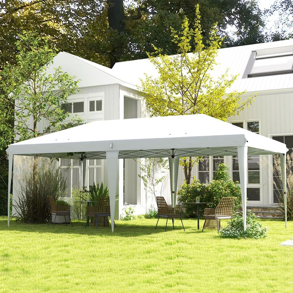 Outsunny 6 x 3(m) Pop Up Gazebo Patio Party Event Heavy Duty Canopy White - anydaydirect