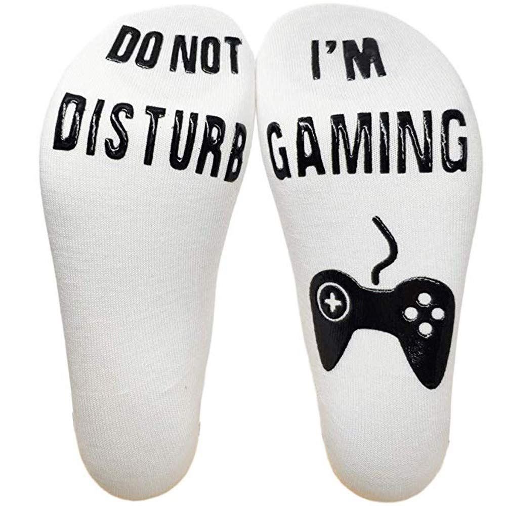 Do Not Disturb, I'm Gaming' Funny Ankle Gamer Socks , Black, White, Grey & Blue - anydaydirect