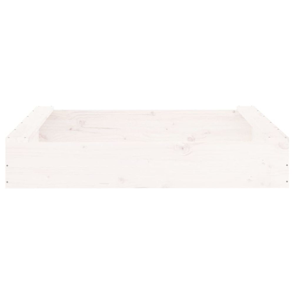 vidaXL Sandbox with Seats White Square Solid Wood Pine - anydaydirect
