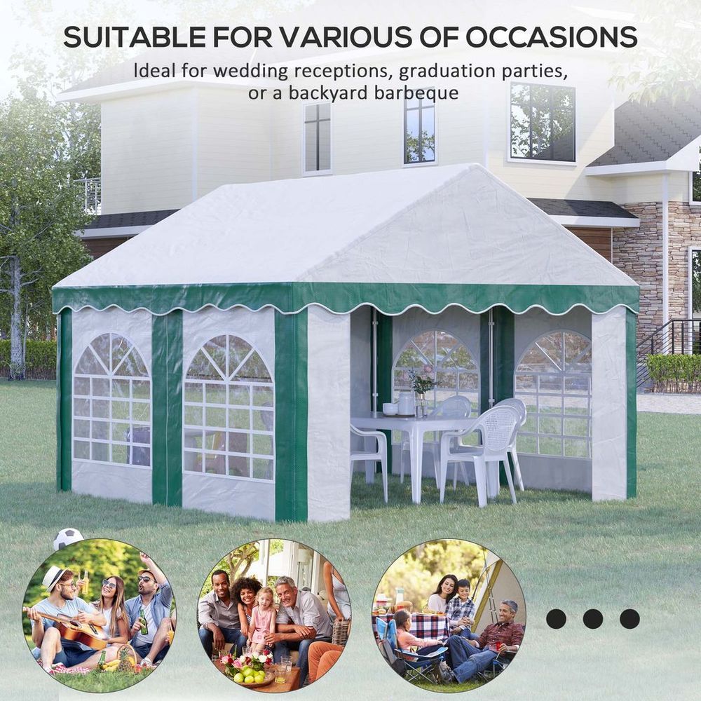 4 x 4m Marquee Gazebo, Party Tent with Double Doors for Wedding and Events - anydaydirect