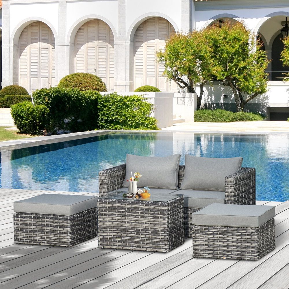 5 Pcs PE Rattan Armchair Outdoor Garden Seating Comfort Balcony Home - anydaydirect