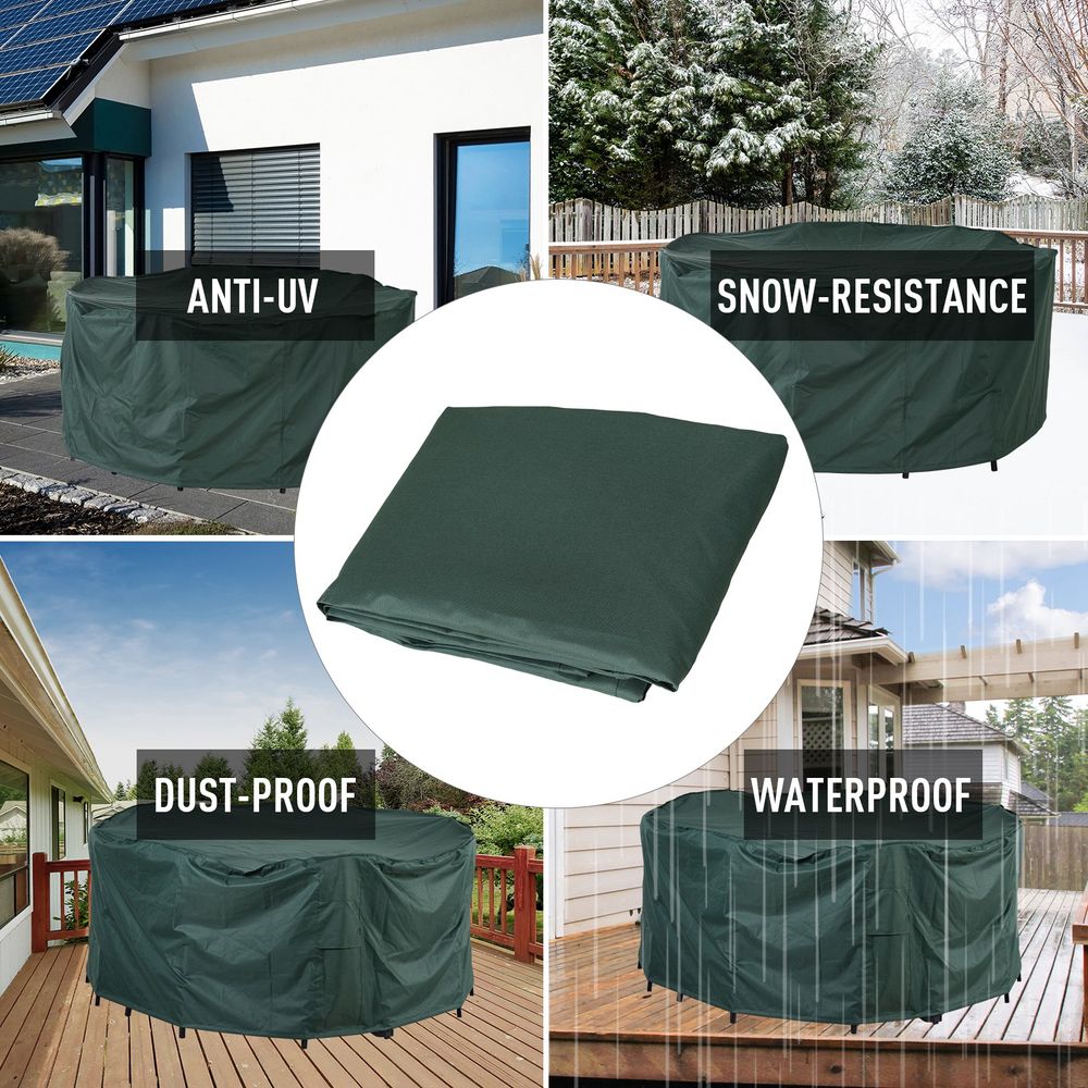 PVC Coated Large Round 600D Waterproof Outdoor Furniture Cover Green - anydaydirect