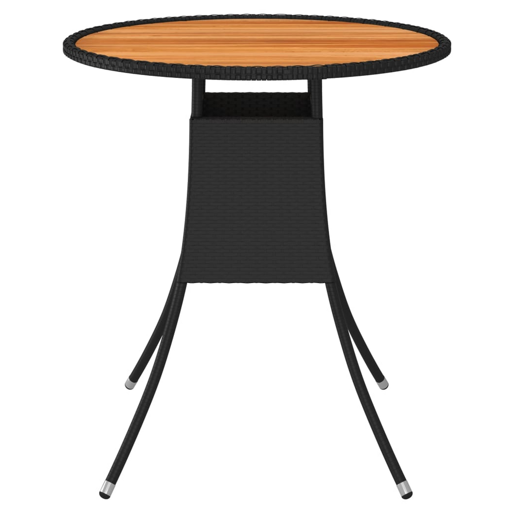 Garden Dining Table Black Ø 70 cm Poly Rattan and Solid Acacia Wood - anydaydirect