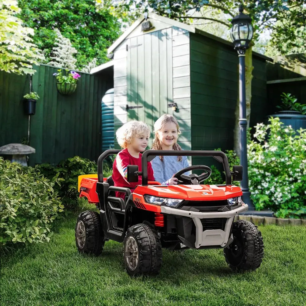 Two-Seater Kids Ride on Truck w/ Electric Bucket, Parental Remote - Red - anydaydirect