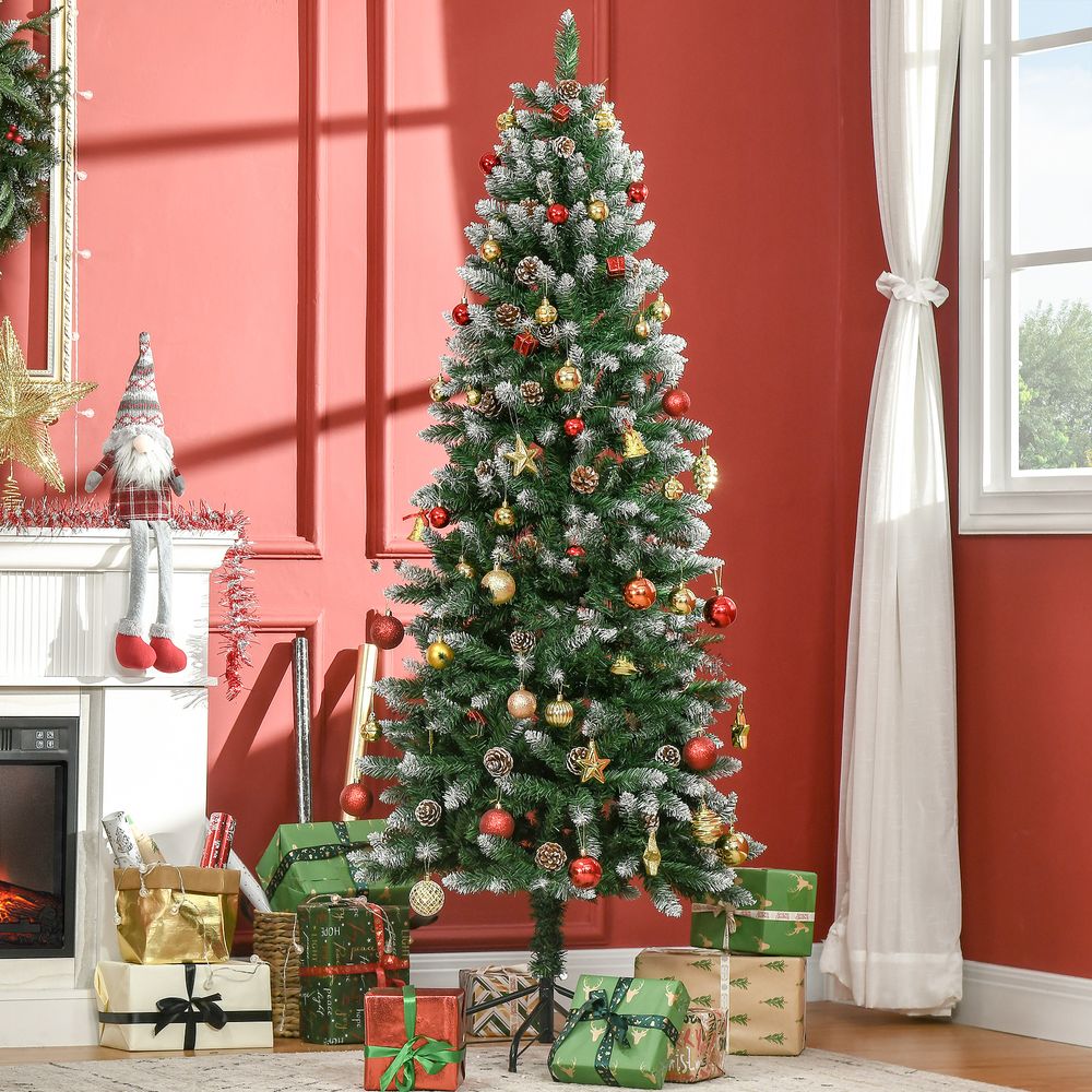 6' Snow Artificial Christmas Tree Holiday Home Decor with Pine Cones - anydaydirect