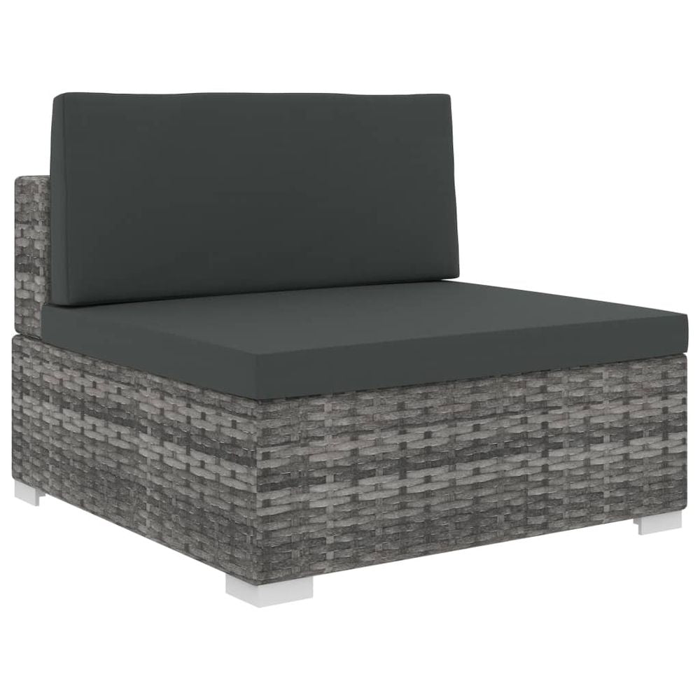 6 Piece Garden Lounge Set with Cushions Poly Rattan Grey - anydaydirect