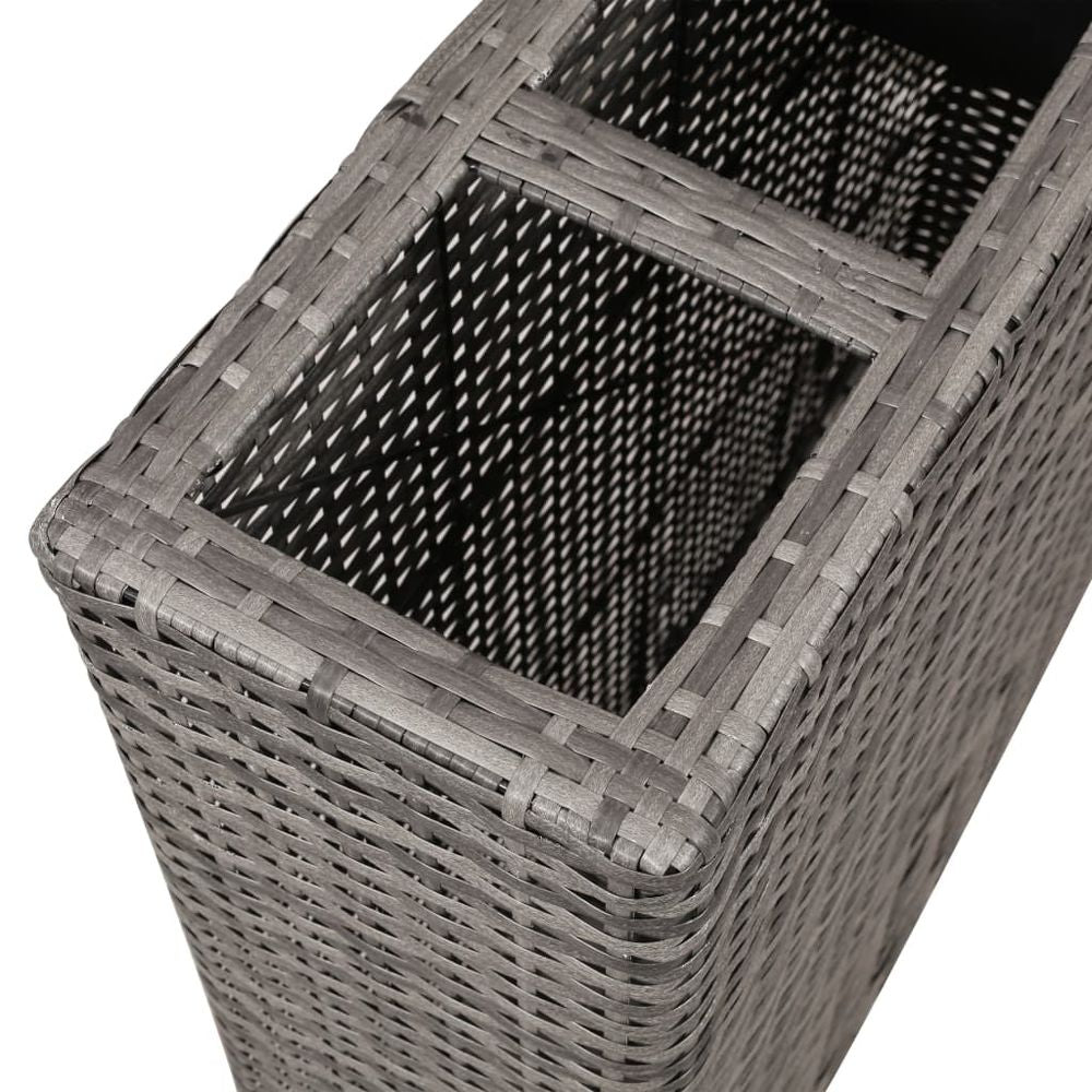 Garden Raised Bed with 4 Pots Poly Rattan Grey - anydaydirect