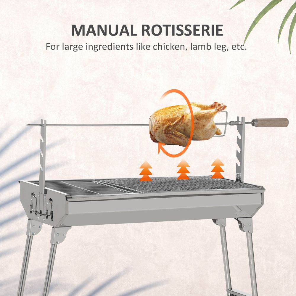 Portable BBQ Rotisserie Grill Roaster with Foldable Legs Stainless Steel - anydaydirect