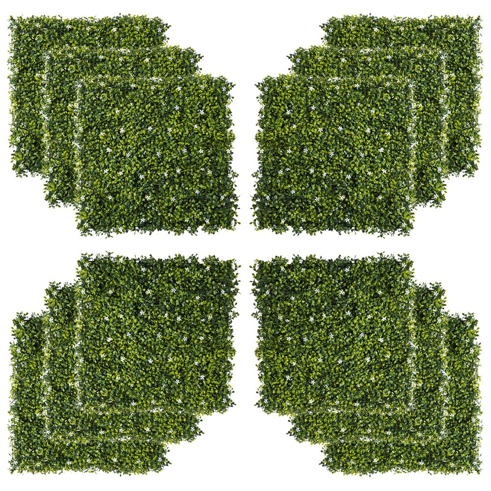 12PCS Artificial Boxwood Wall Panels 20" x 20" Grass Screen Milan Grass - anydaydirect