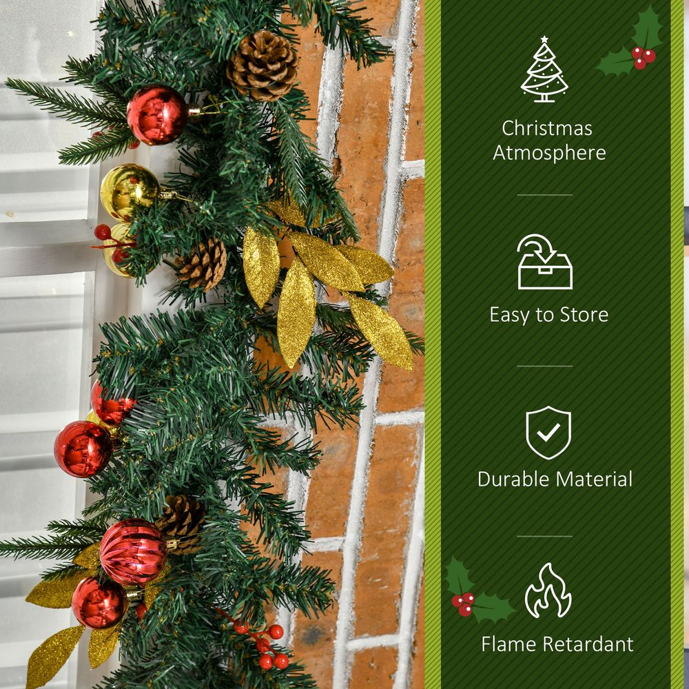 2.7M Artificial Christmas Garland Pine Cones Deco Home Fireplace Doors - anydaydirect