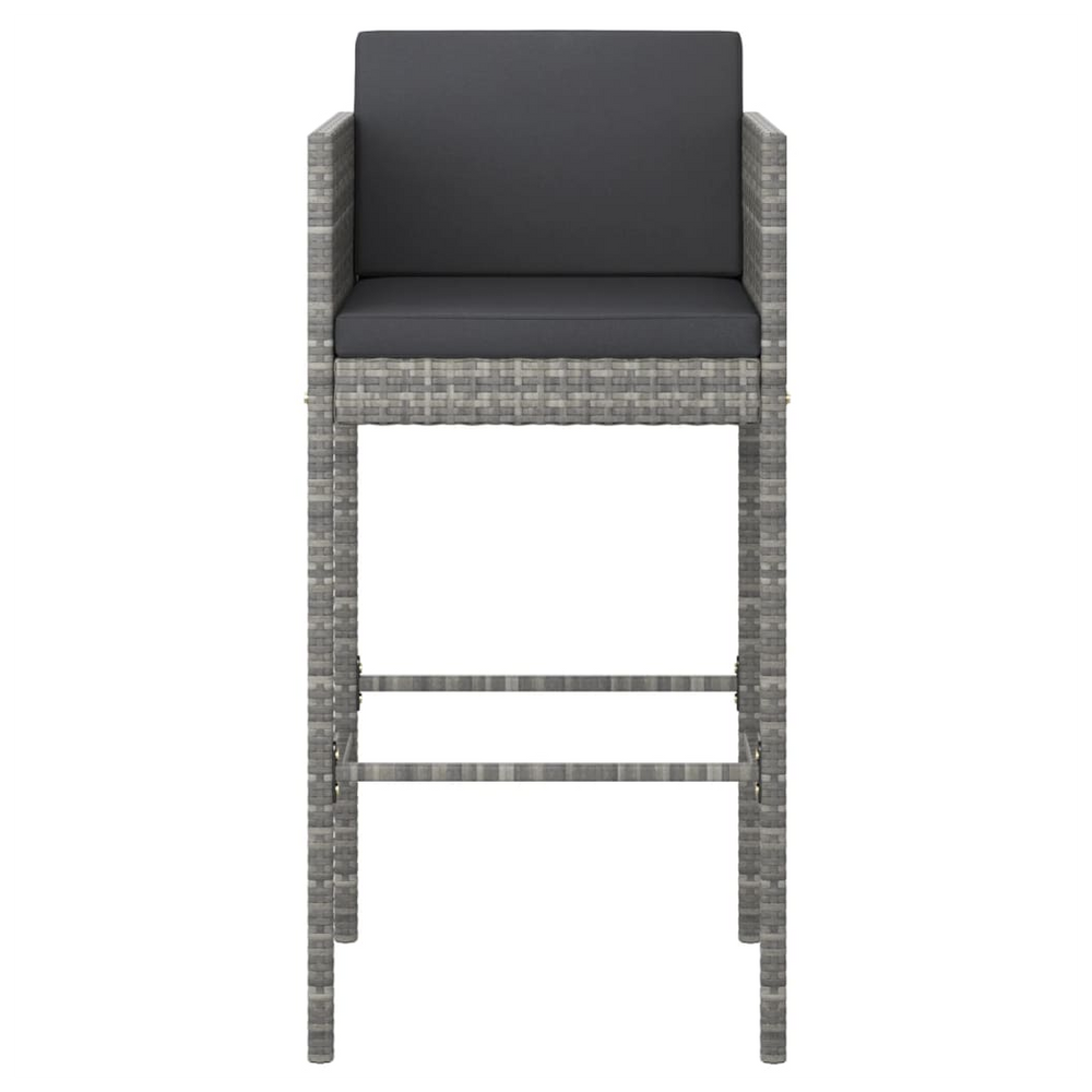 Bar Stools 4 pcs with Cushions Grey Poly Rattan - anydaydirect