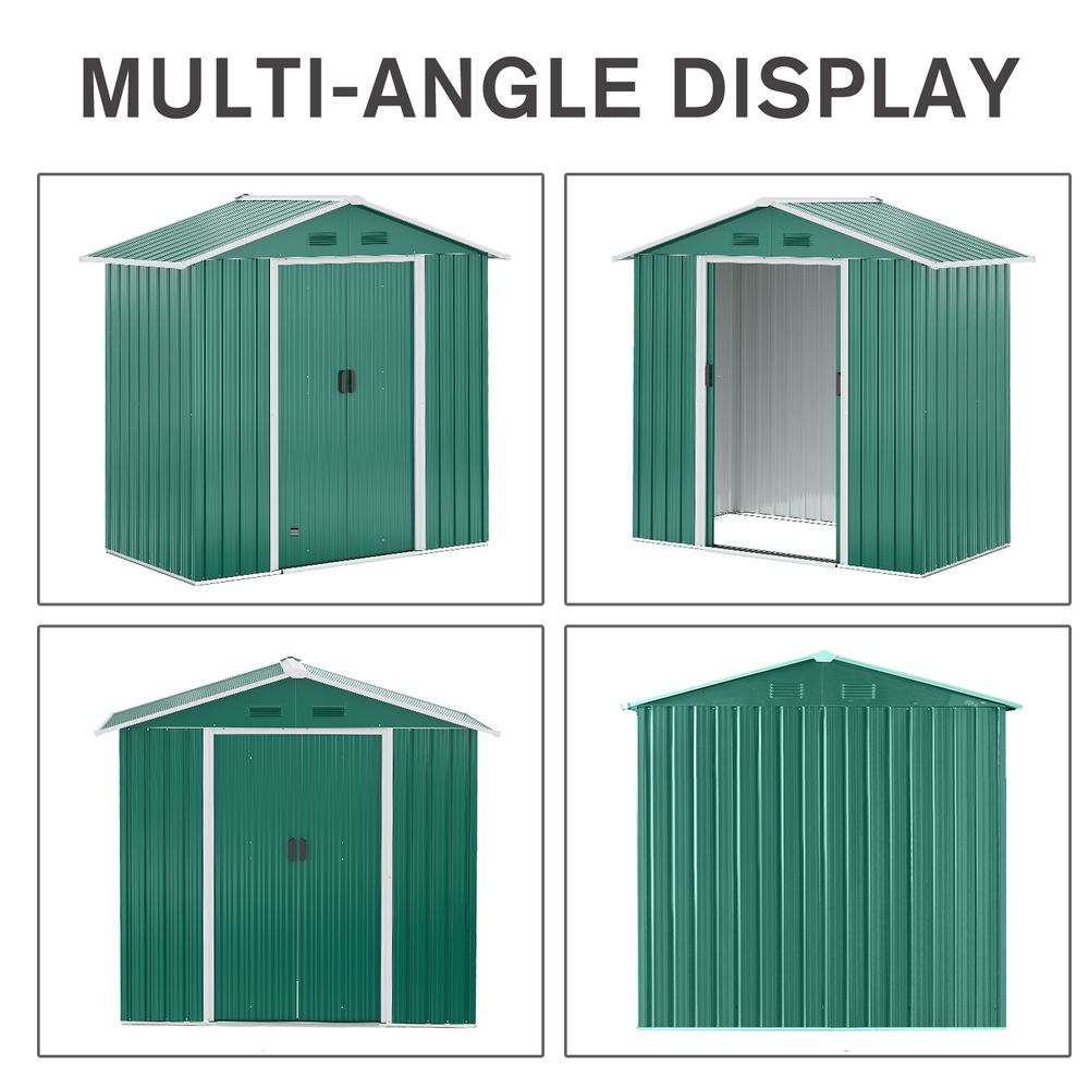 Outsunny 6.5x3.5ft Metal Garden Shed for Garden and Outdoor Storage, Green - anydaydirect