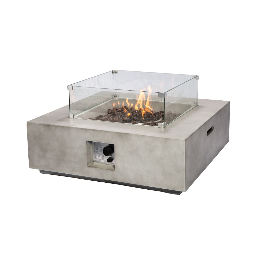 Outdoor Garden Concrete Gas Fire Pit Table, Smokeless Firepit - anydaydirect