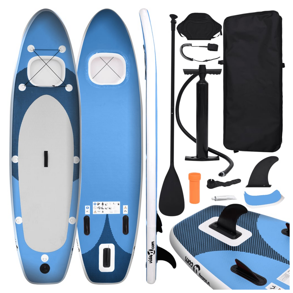 Inflatable Stand Up Paddle Board Set Sea Blue 360x81x10 cm - anydaydirect