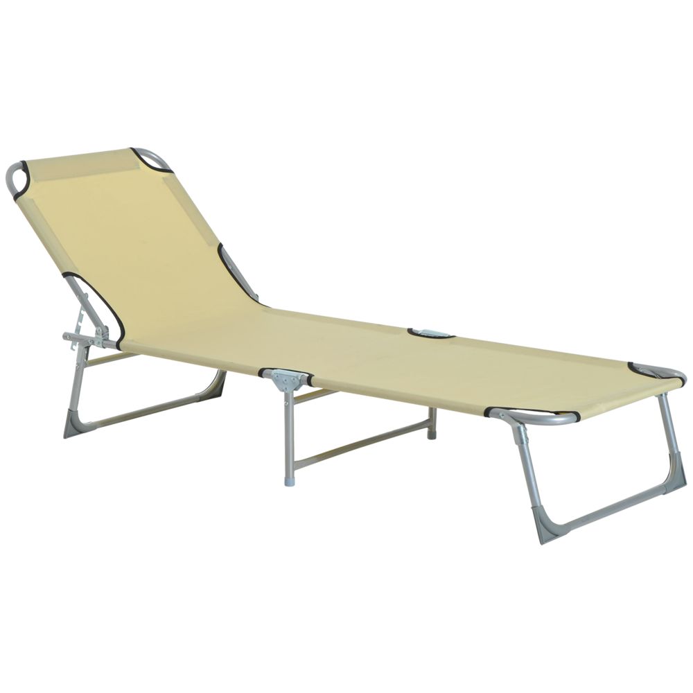 Camping Cot Picnic Sun Lounger Portable Folding Chaise Chair Patio Outsunny - anydaydirect