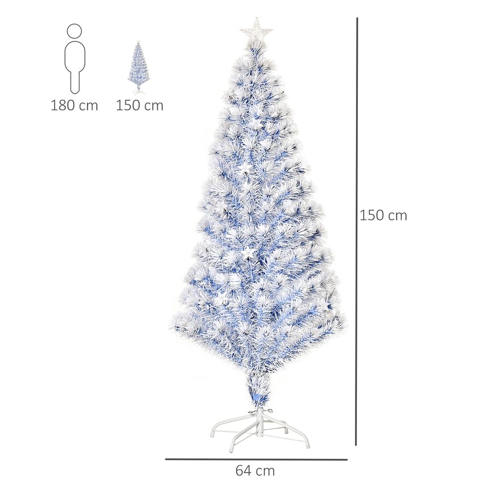 Artificial Fibre Christmas Tree Seasonal Deco 21 LED Easy Store 5FT White Blue - anydaydirect