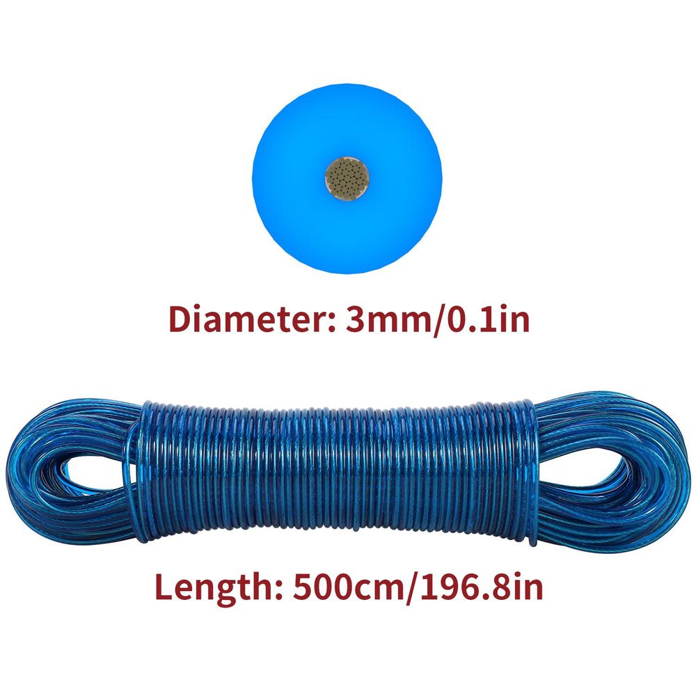 Blue 50M Washing Line Rope Clothing Dryer - anydaydirect