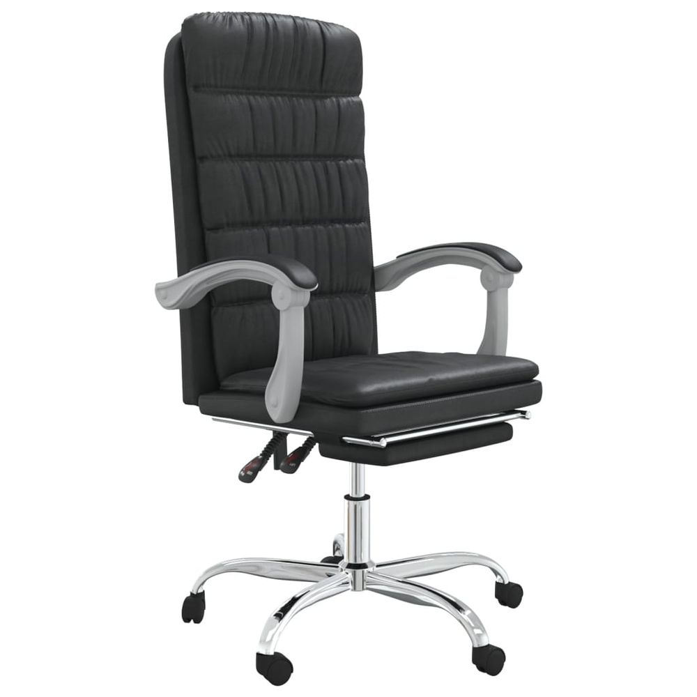 Reclining Office Chair Black Faux Leather - anydaydirect