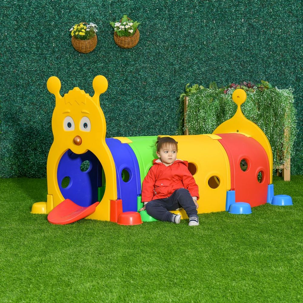 Outsunny Play Tunnel, Caterpillar Climbing Tunnel, Toddler Play Structure - anydaydirect