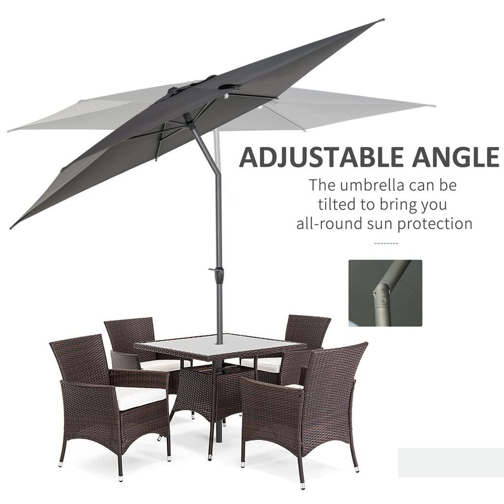 2.58m Aluminium Garden Parasol Sun Umbrella Angled Canopy Grey - anydaydirect