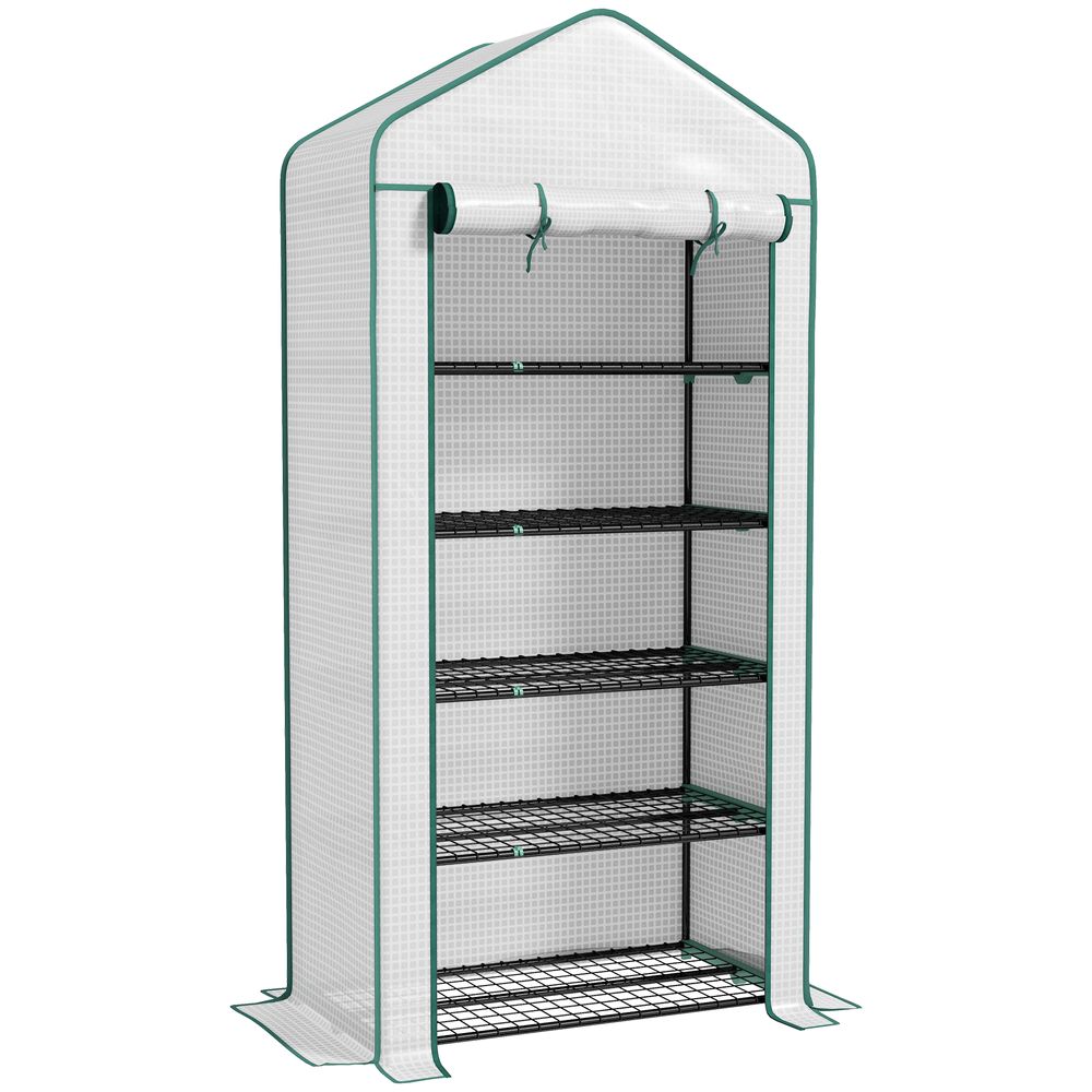 Outsunny Widened Mini Greenhouse 5 Tier Green House, 193H x 90W x 49Dcm, White - anydaydirect