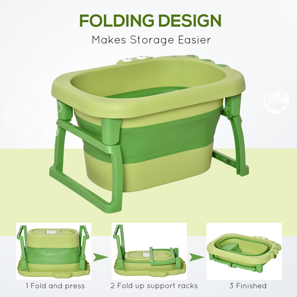 Foldable Baby Bathtub for Newborns Infants Toddlers w/ Stool - Green - anydaydirect