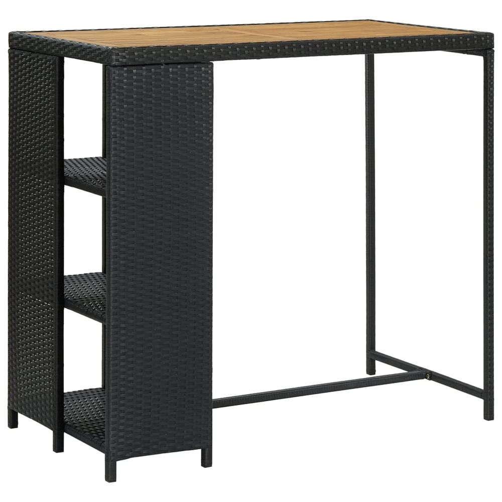 Bar Table with Storage Rack Brown 120x60x110 cm Poly Rattan - anydaydirect