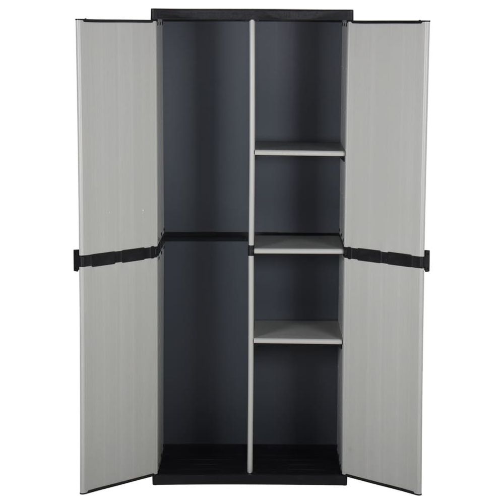 Garden Storage Cabinet with 3 Shelves Grey&Black 68x40x168 cm - anydaydirect
