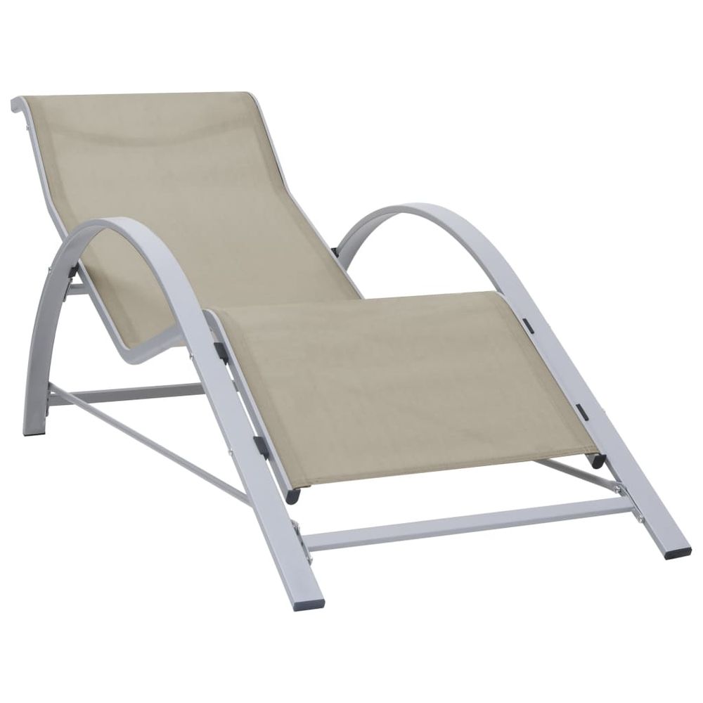 Sun Loungers 2 pcs with Table Aluminium Cream - anydaydirect