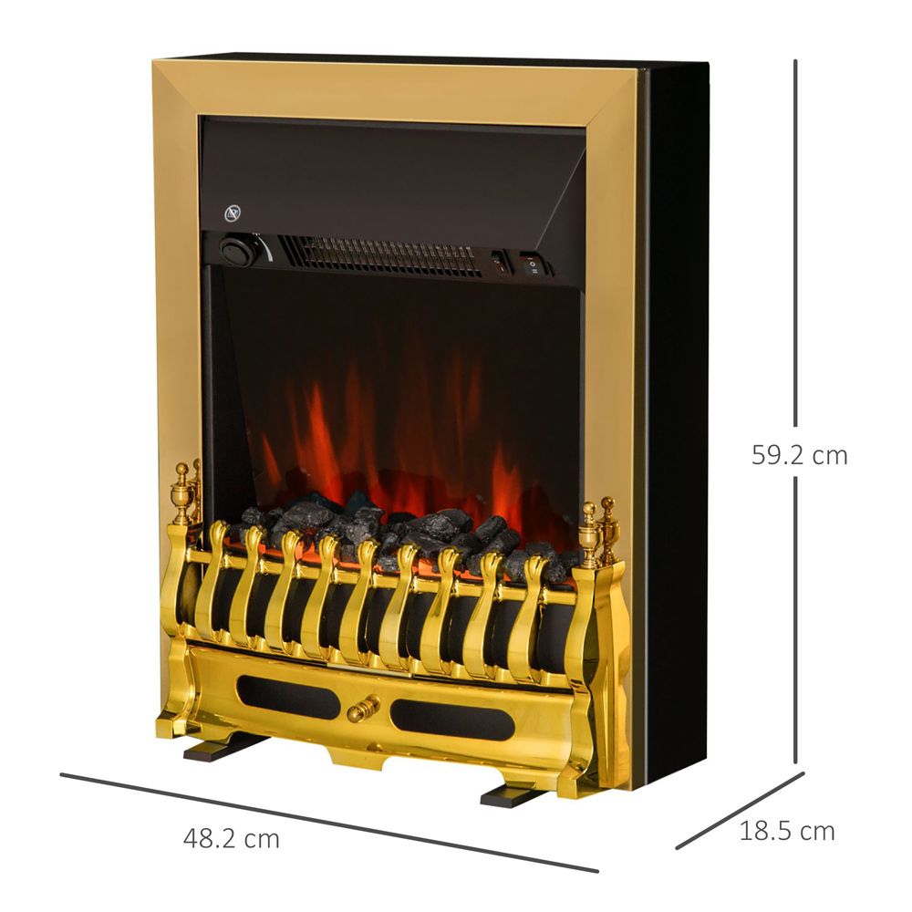 LED Flame Electric Fire Place 2000W Coal Burning Effect Heat-Golden - anydaydirect