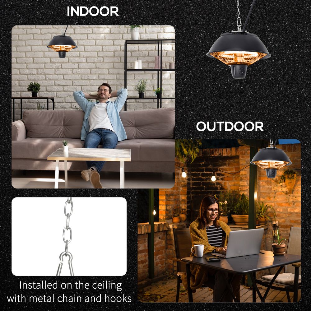 Outsunny Patio Ceiling  Electric Heater, 600W-Black - anydaydirect