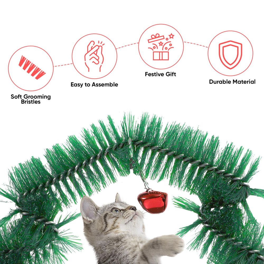 Christmas Cat Arch Cat Self Groomer and Massager with Non-Slip Base - anydaydirect